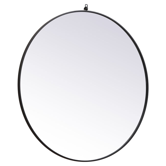 MR4745BK Rowan 45" x 45" Metal Framed Round Mirror with Decorative Hook in Black