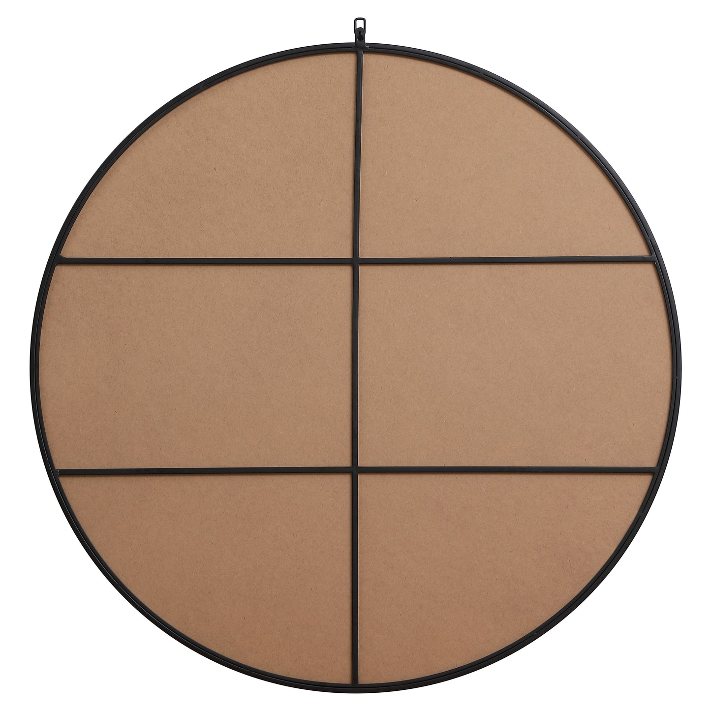 MR4745BK Rowan 45" x 45" Metal Framed Round Mirror with Decorative Hook in Black
