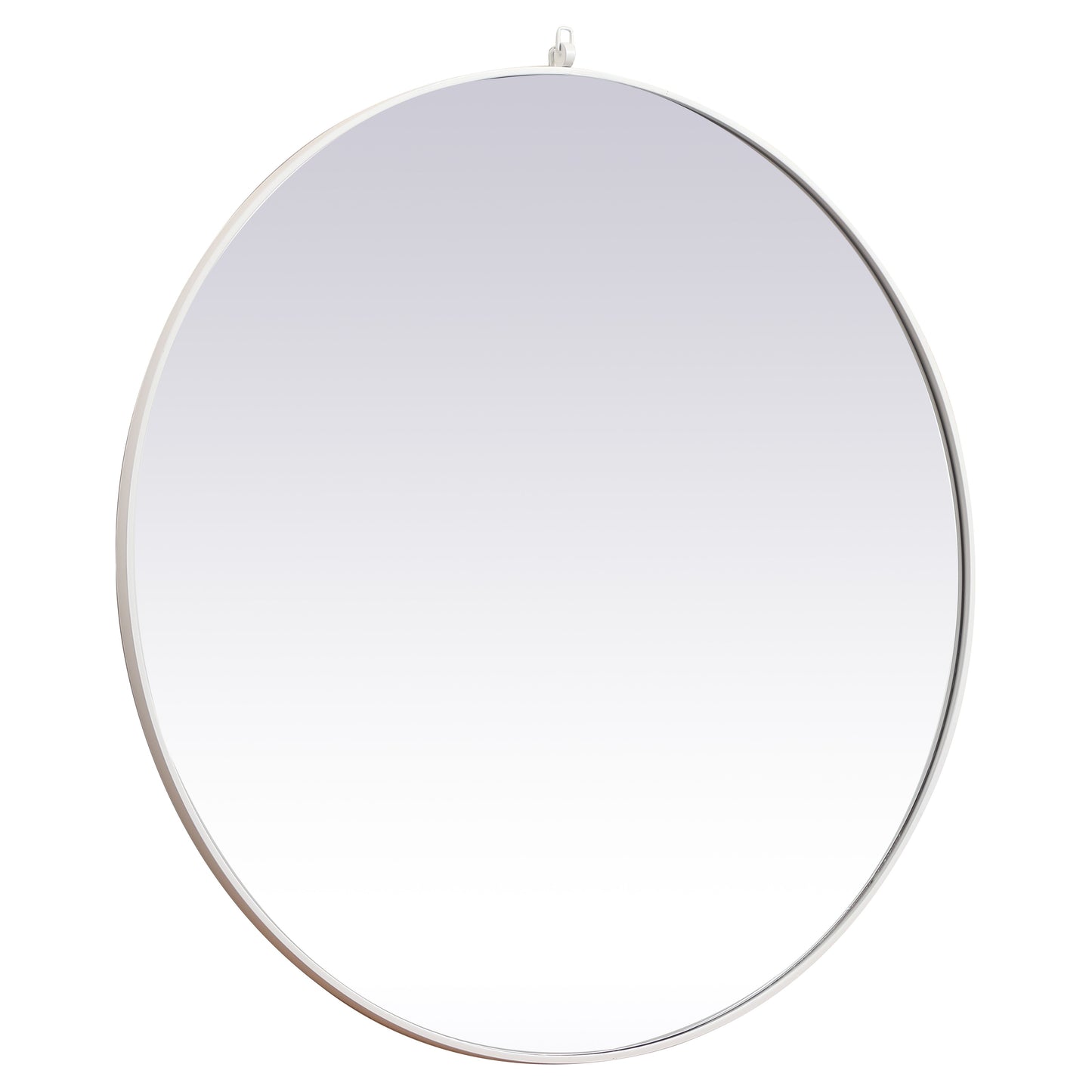 MR4745WH Rowan 45" x 45" Metal Framed Round Mirror with Decorative Hook in White