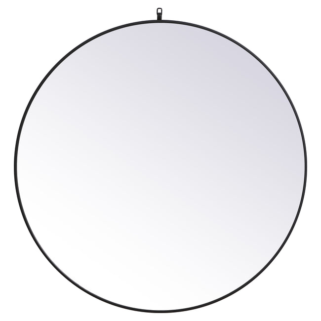 MR4745BK Rowan 45" x 45" Metal Framed Round Mirror with Decorative Hook in Black