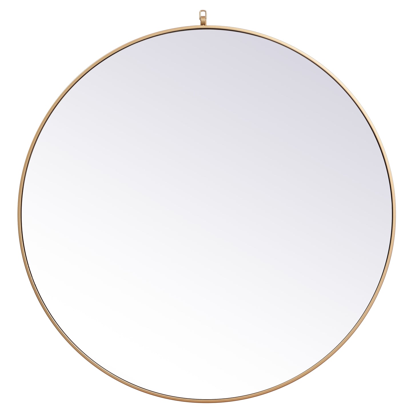 MR4745BR Rowan 45" x 45" Metal Framed Round Mirror with Decorative Hook in Brass