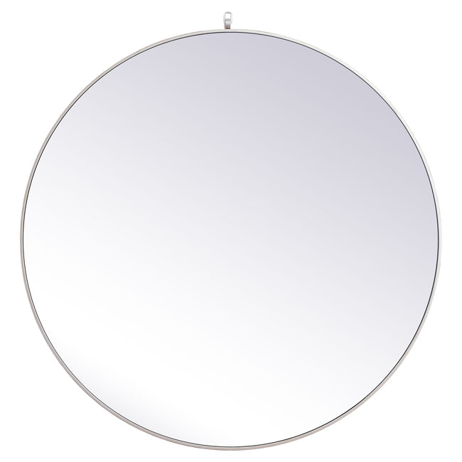 MR4745S Rowan 45" x 45" Metal Framed Round Mirror with Decorative Hook in Silver