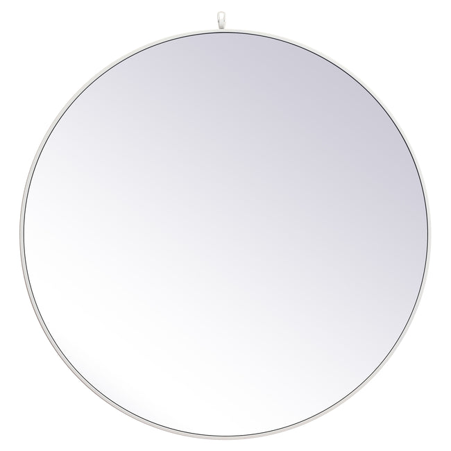 MR4745WH Rowan 45" x 45" Metal Framed Round Mirror with Decorative Hook in White