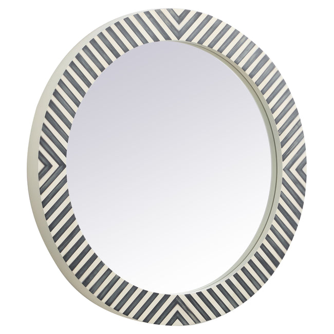 MR52828 Oullette 28" x 28" Round Mirror in Chevron Frame