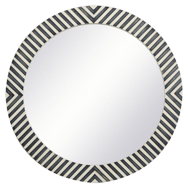 MR52828 Oullette 28" x 28" Round Mirror in Chevron Frame