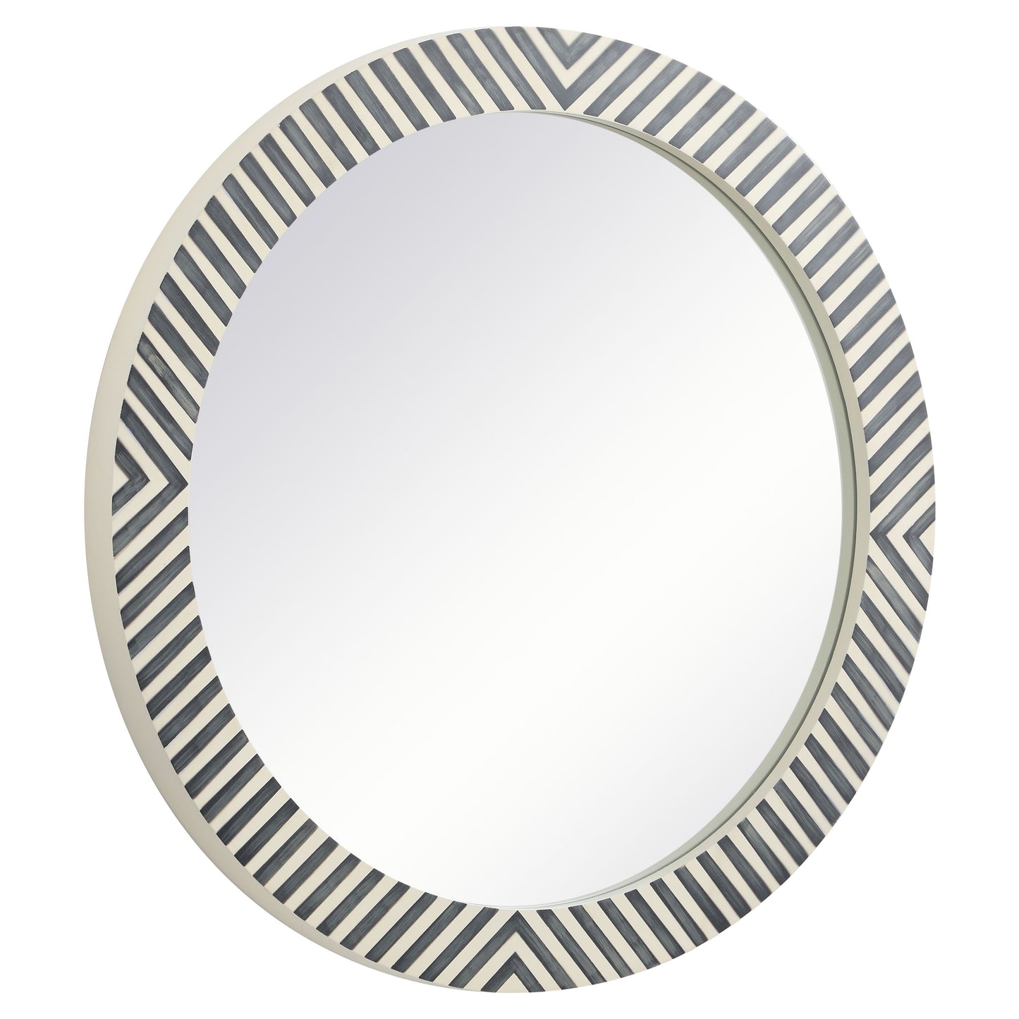MR53232 Oullette 32" x 32" Round Mirror in Chevron Frame