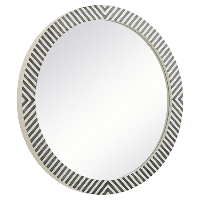 MR53636 Oullette 36" x 36" Round Mirror in Chevron Frame