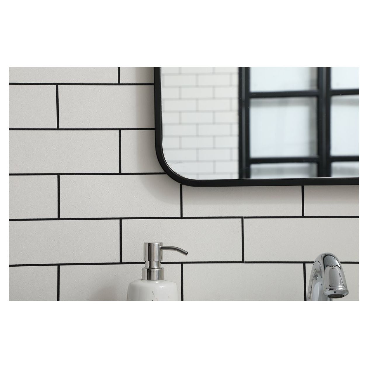 MR801830BK Evermore 18" x 30" Metal Framed Rectangular Mirror in Black