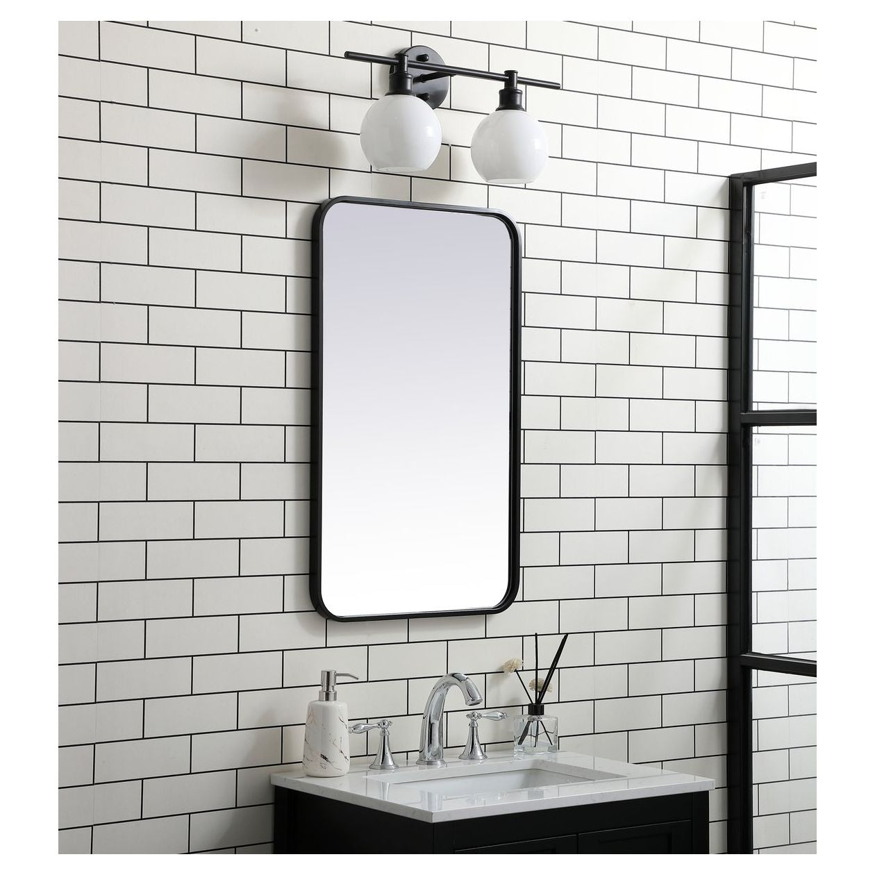 MR801830BK Evermore 18" x 30" Metal Framed Rectangular Mirror in Black