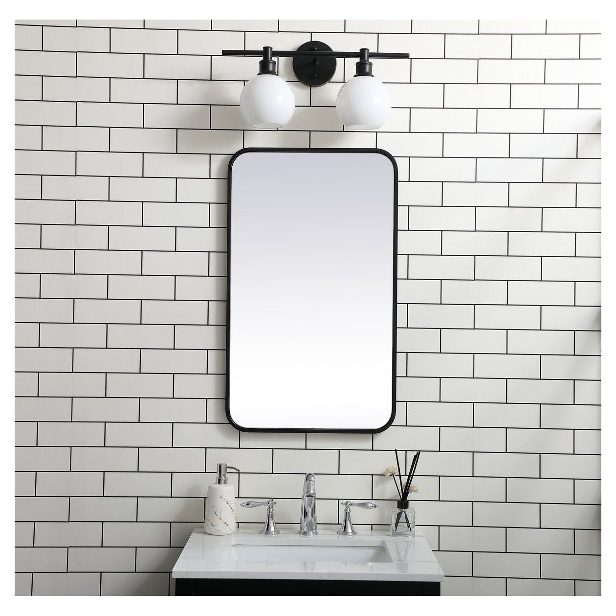 MR801830BK Evermore 18" x 30" Metal Framed Rectangular Mirror in Black