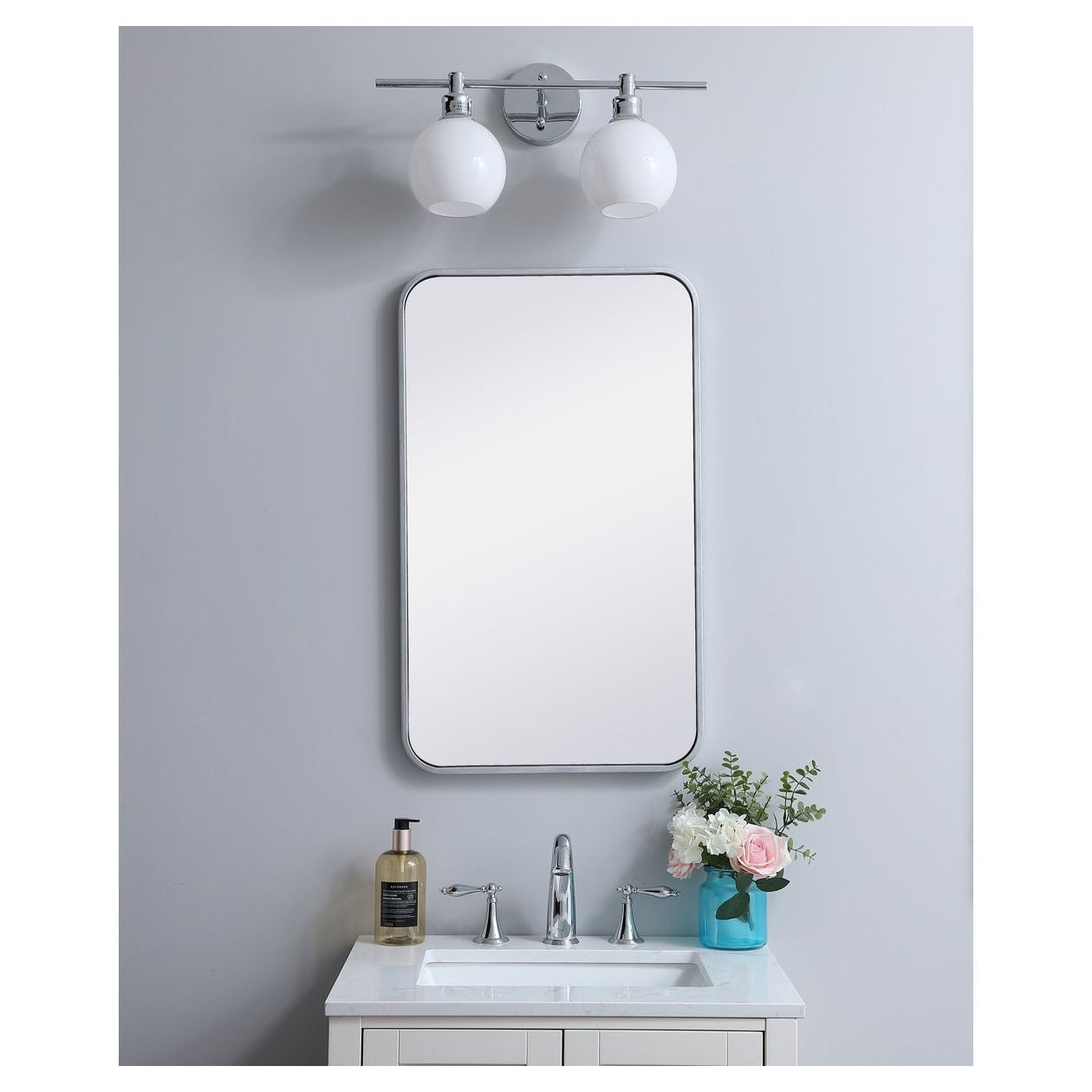 MR801830S Evermore 18" x 30" Metal Framed Rectangular Mirror in Silver