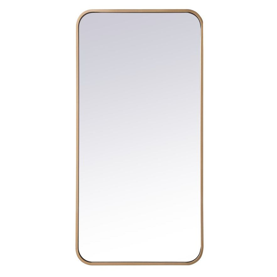 MR801836BR Evermore 18" x 36" Metal Framed Rectangular Mirror in Brass