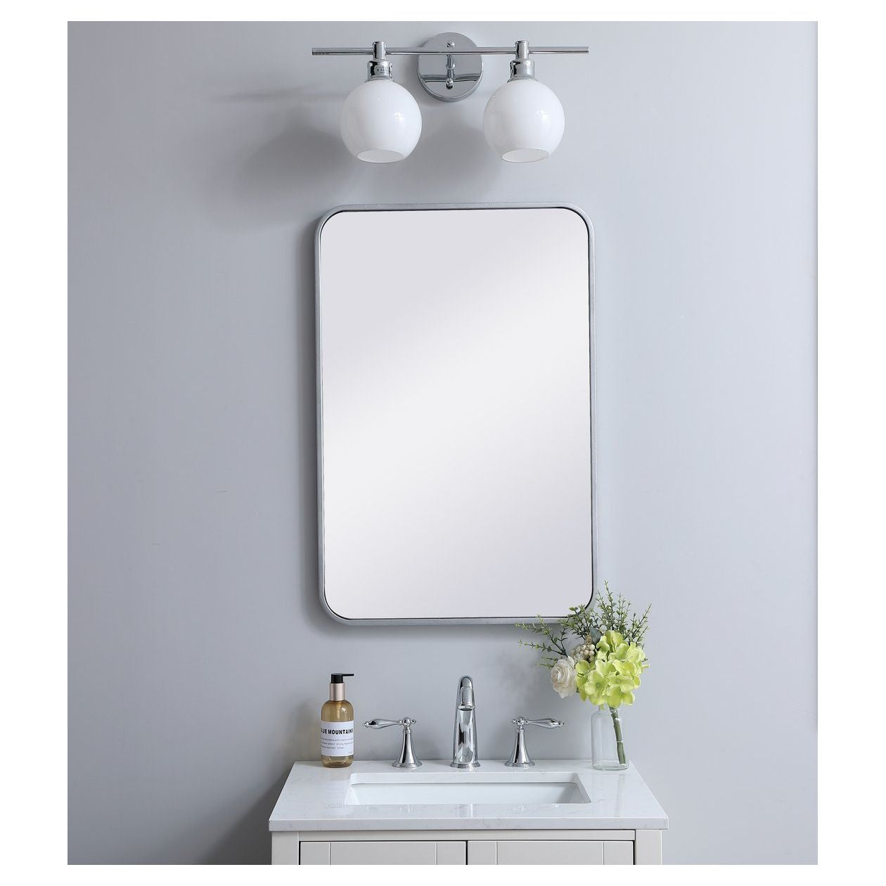 MR802030S Evermore 20" x 30" Metal Framed Rectangular Mirror in Silver