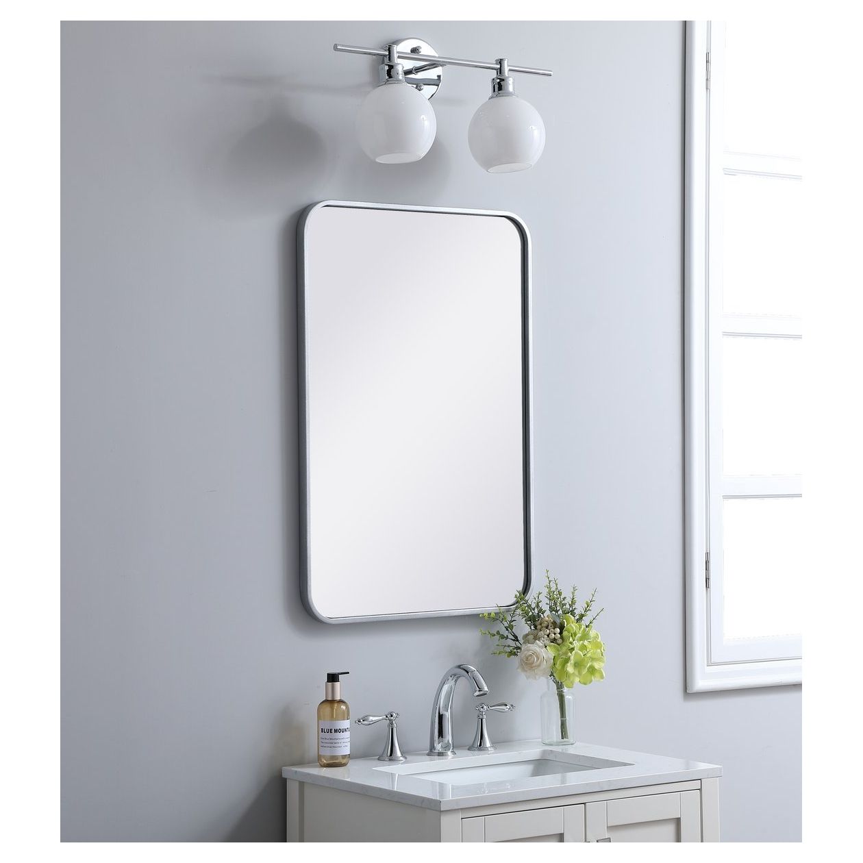 MR802030S Evermore 20" x 30" Metal Framed Rectangular Mirror in Silver