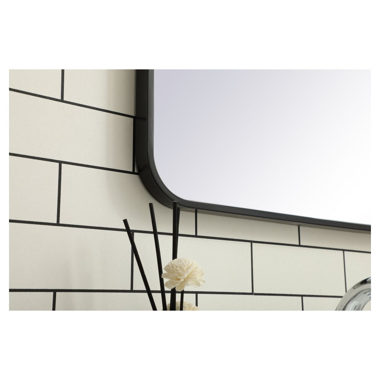 MR802036BK Evermore 20" x 36" Metal Framed Rectangular Mirror in Black