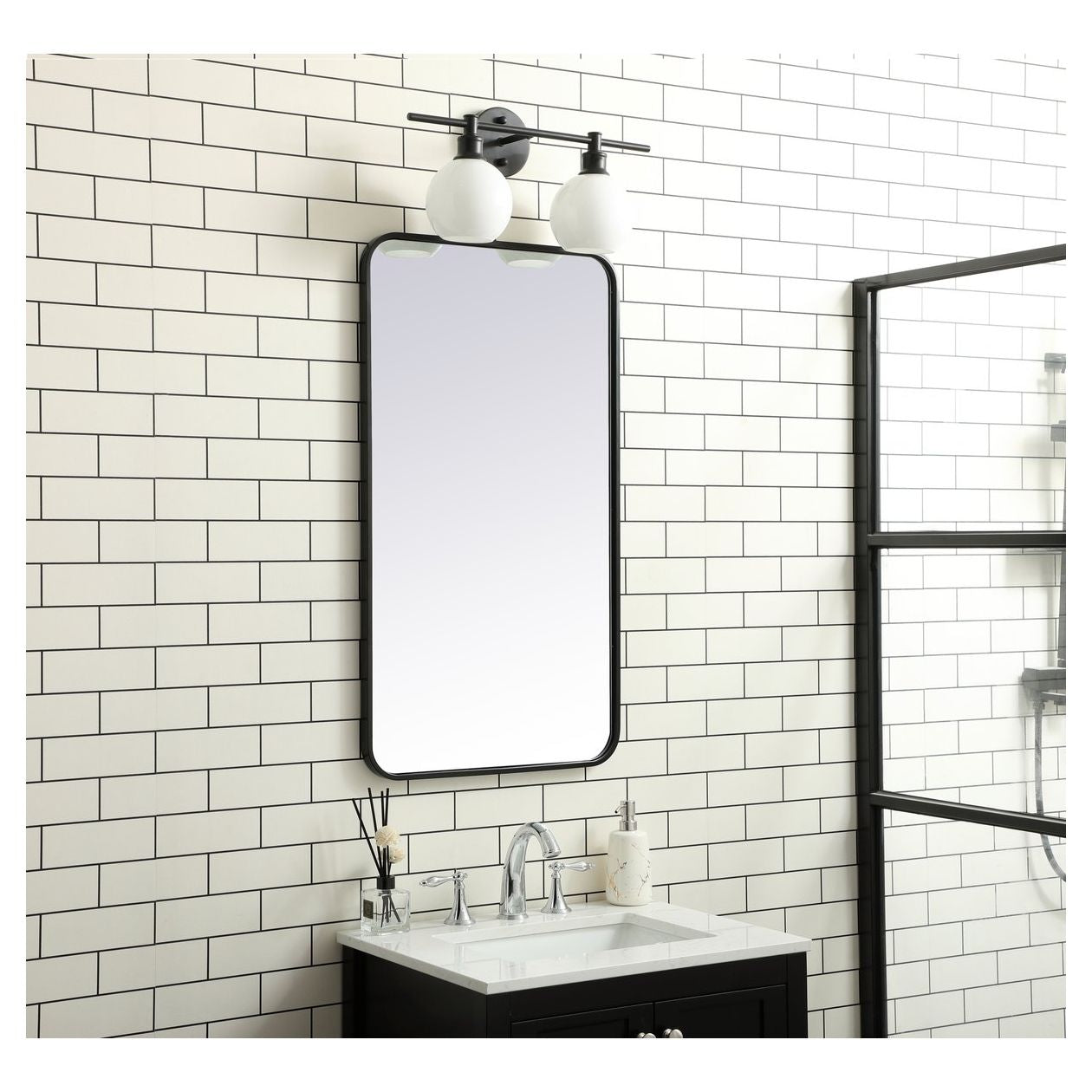 MR802036BK Evermore 20" x 36" Metal Framed Rectangular Mirror in Black