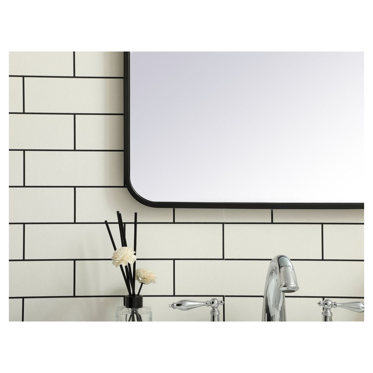 MR802036BK Evermore 20" x 36" Metal Framed Rectangular Mirror in Black