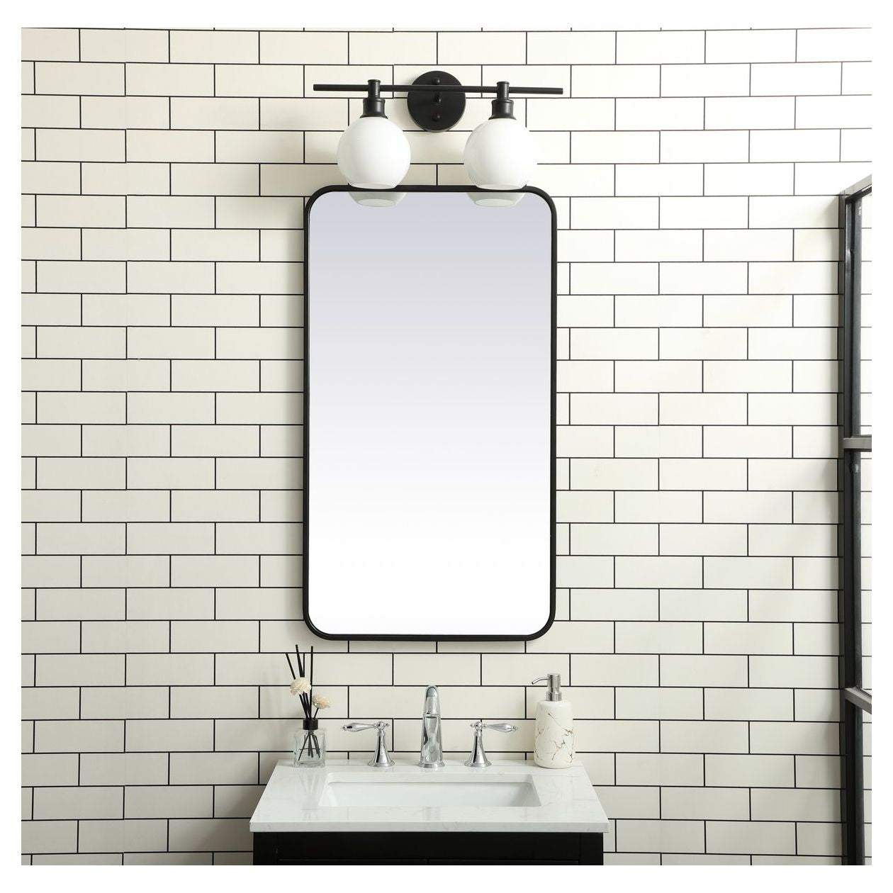 MR802036BK Evermore 20" x 36" Metal Framed Rectangular Mirror in Black