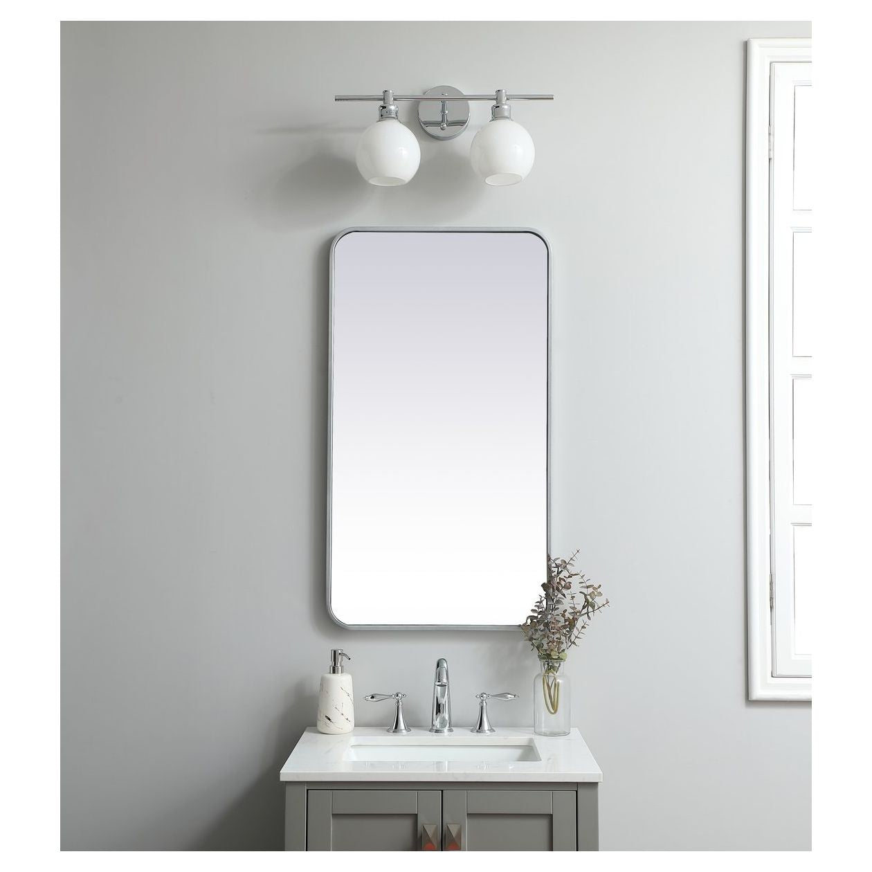 MR802036S Evermore 20" x 36" Metal Framed Rectangular Mirror in Silver