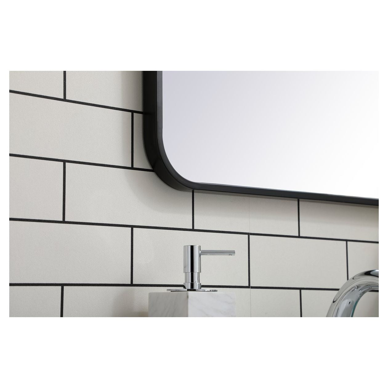 MR802230BK Evermore 22" x 30" Metal Framed Rectangular Mirror in Black