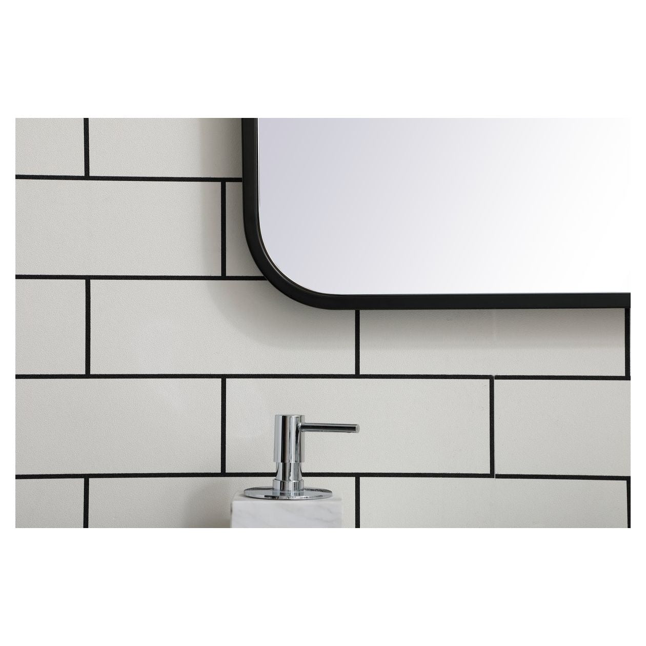 MR802230BK Evermore 22" x 30" Metal Framed Rectangular Mirror in Black