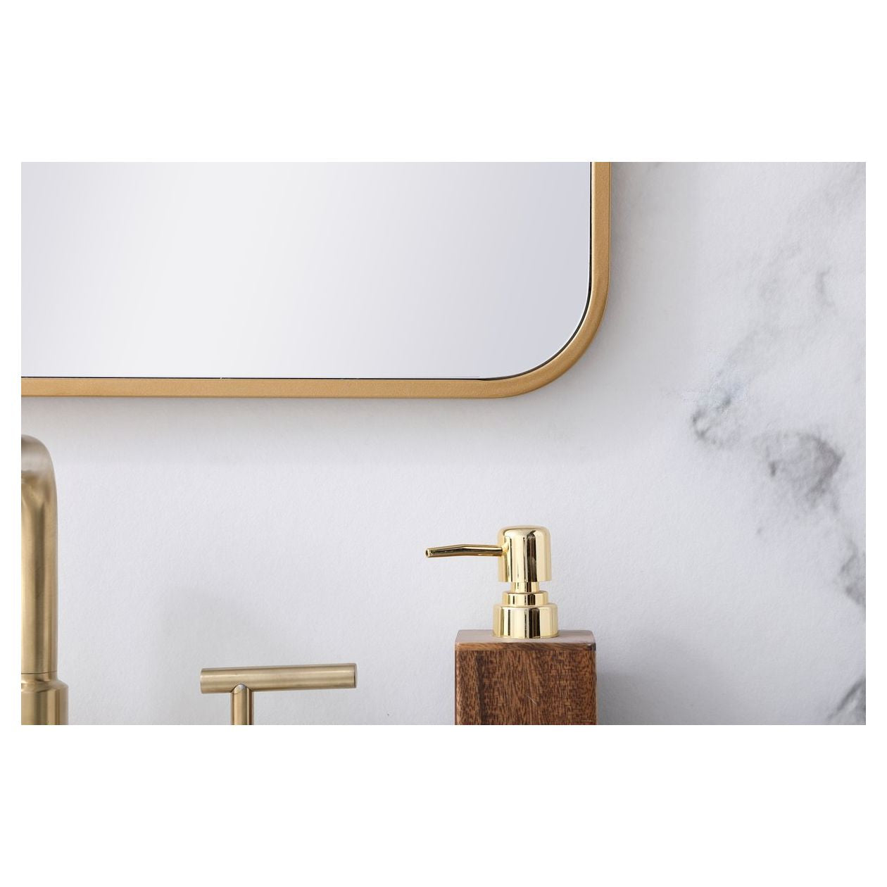 MR802230BR Evermore 22" x 30" Metal Framed Rectangular Mirror in Brass