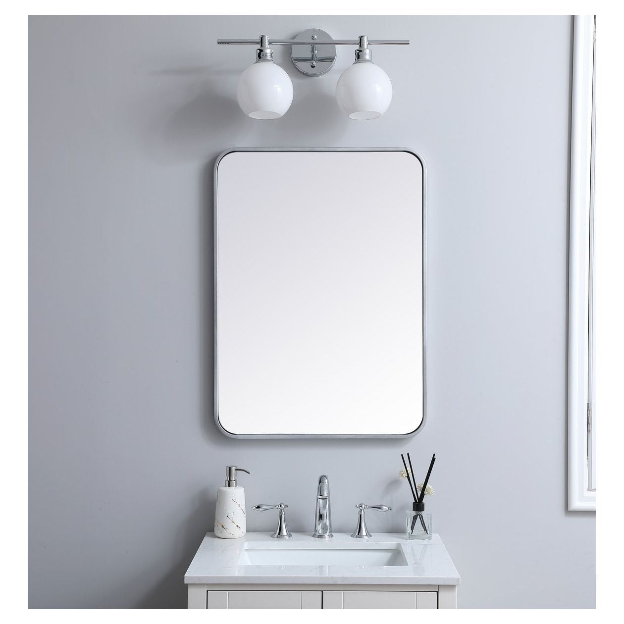 MR802230S Evermore 22" x 30" Metal Framed Rectangular Mirror in Silver