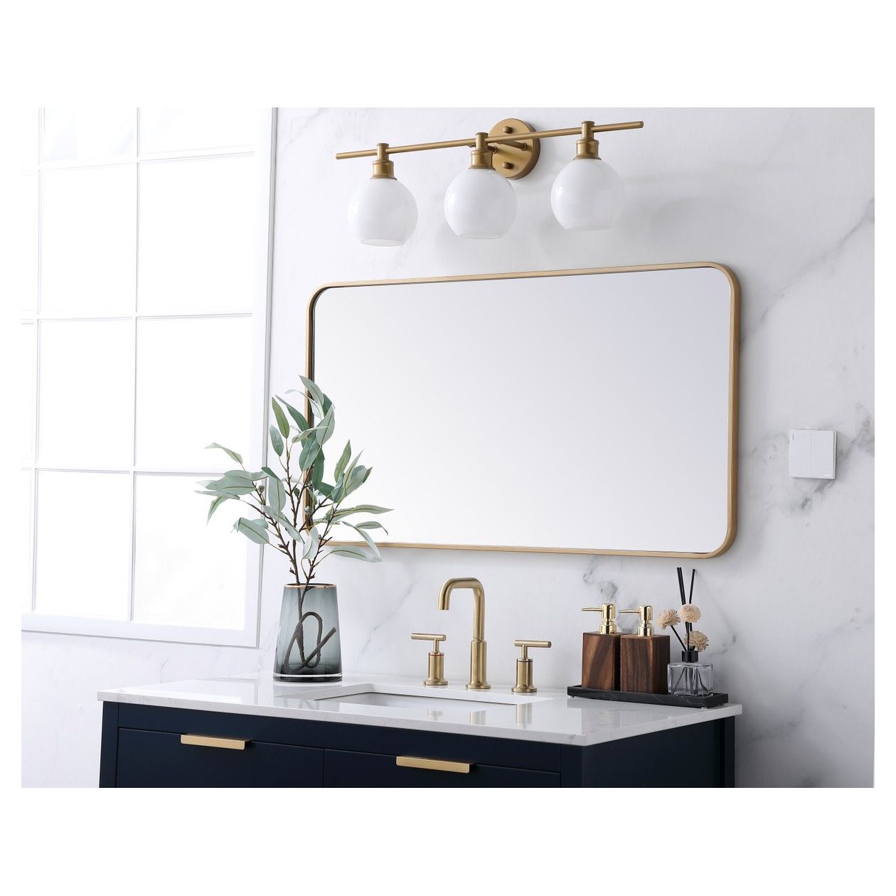 MR802240BR Evermore 22" x 40" Metal Framed Rectangular Mirror in Brass