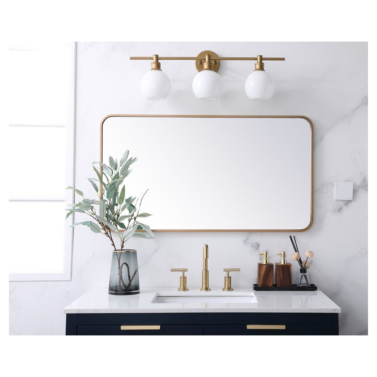 MR802240BR Evermore 22" x 40" Metal Framed Rectangular Mirror in Brass