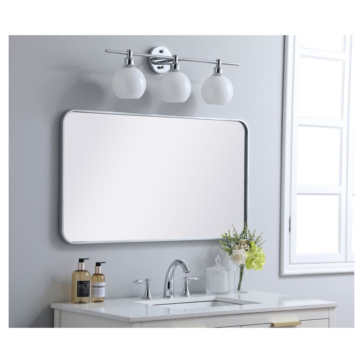 MR802240S Evermore 22" x 40" Metal Framed Rectangular Mirror in Silver