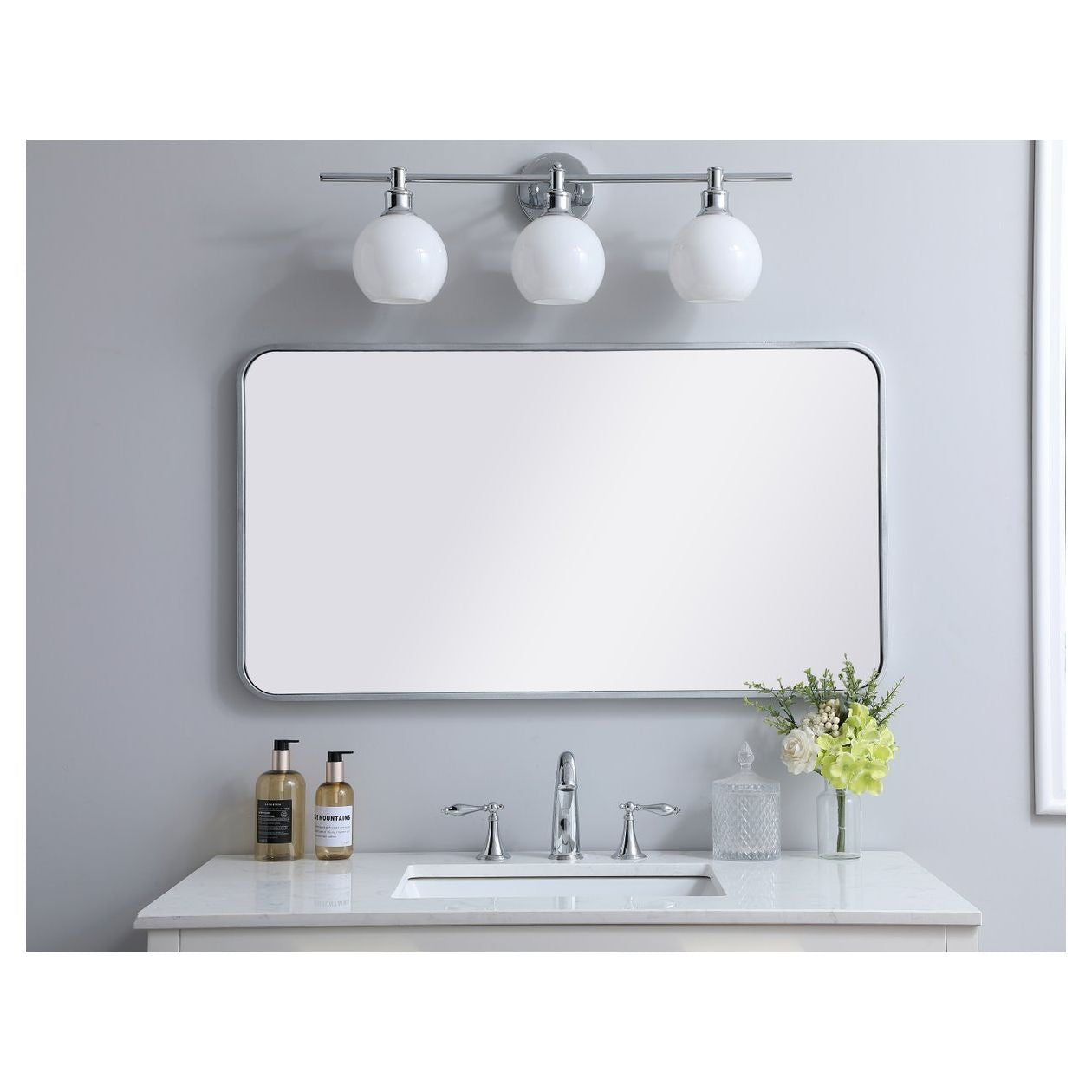 MR802240S Evermore 22" x 40" Metal Framed Rectangular Mirror in Silver