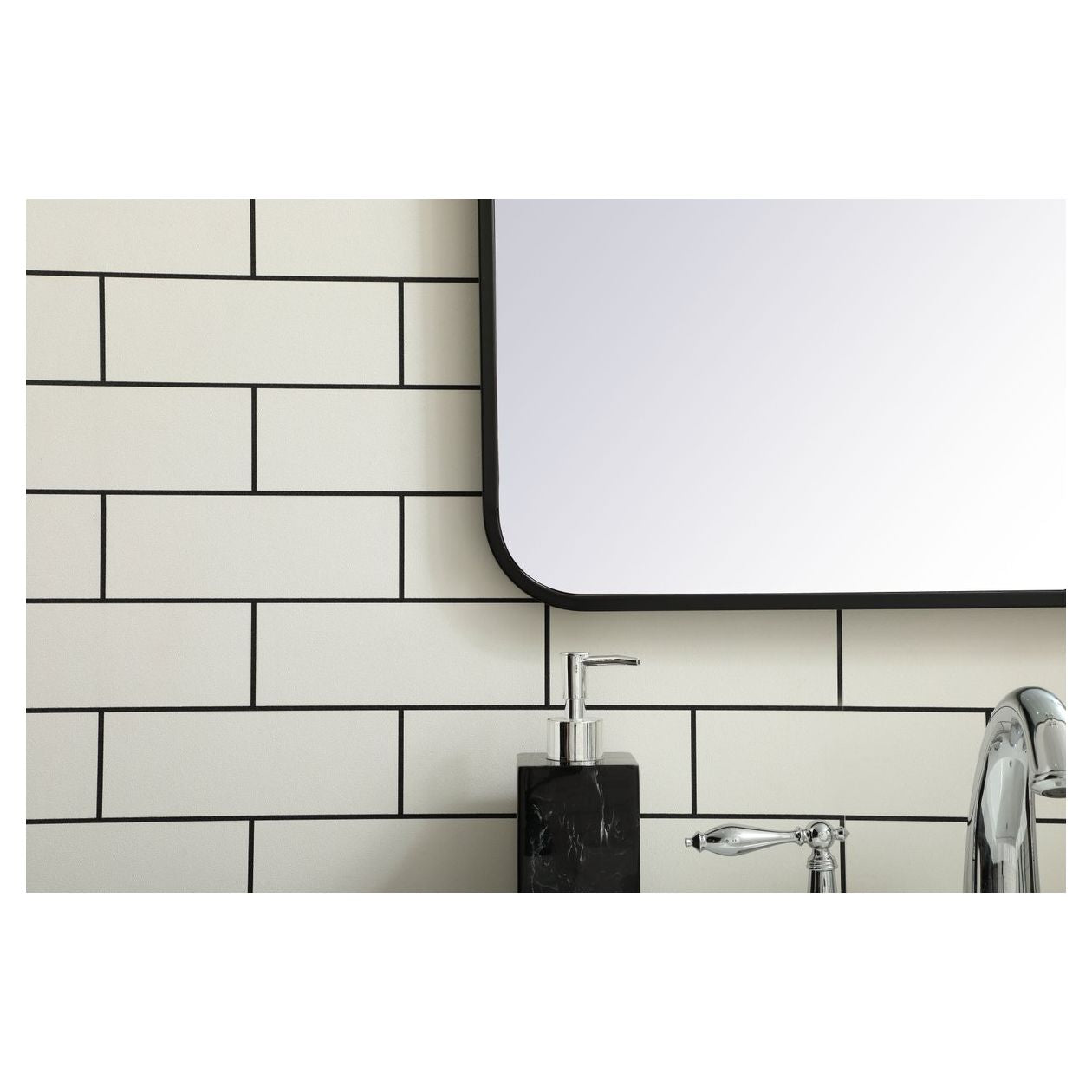 MR802432BK Evermore 24" x 32" Metal Framed Rectangular Mirror in Black