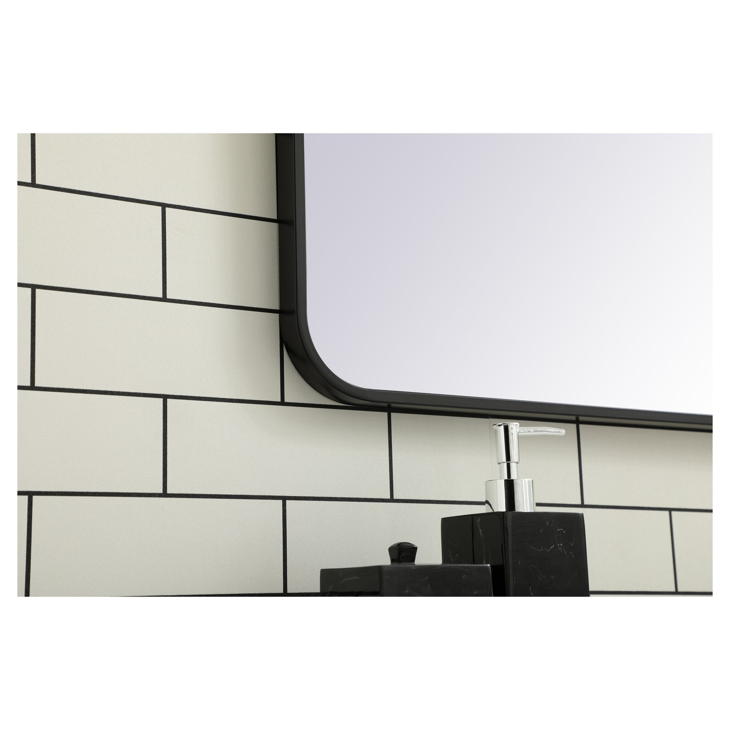MR802440BK Evermore 24" x 40" Metal Framed Rectangular Mirror in Black