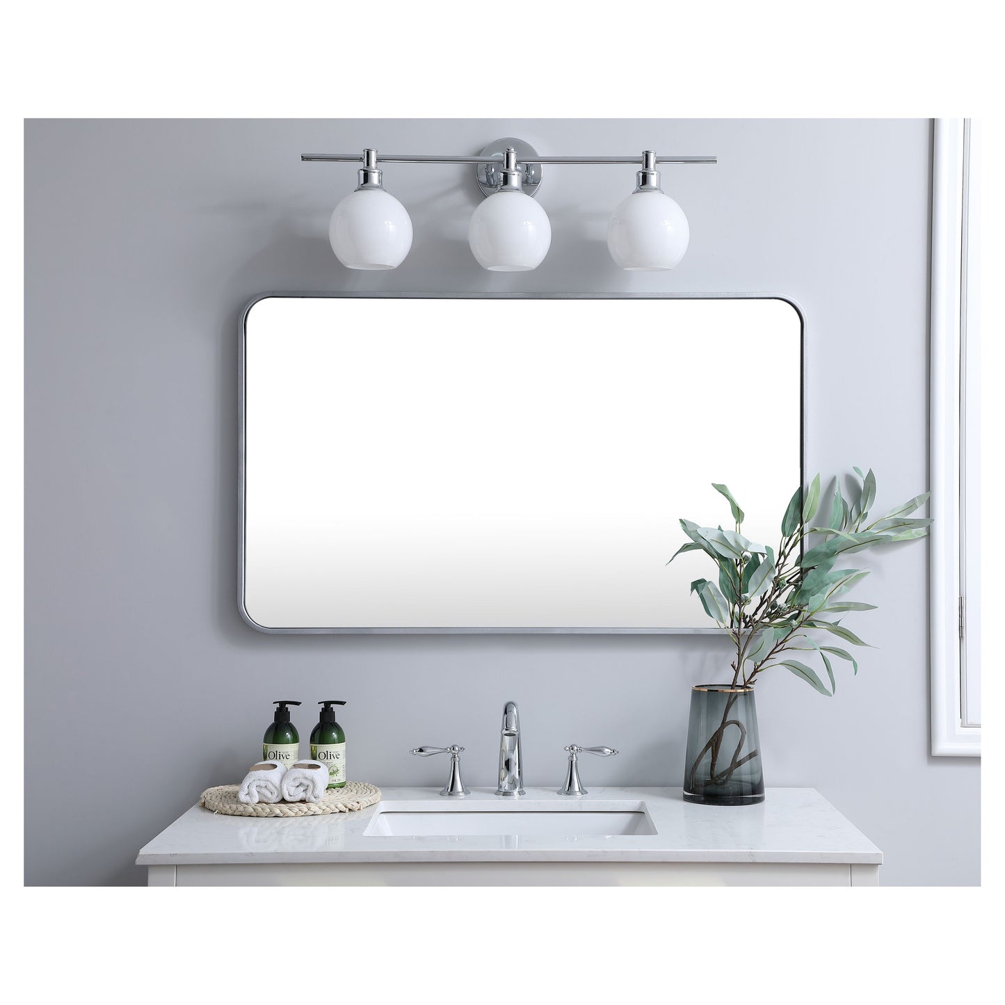 MR802440S Evermore 24" x 40" Metal Framed Rectangular Mirror in Silver