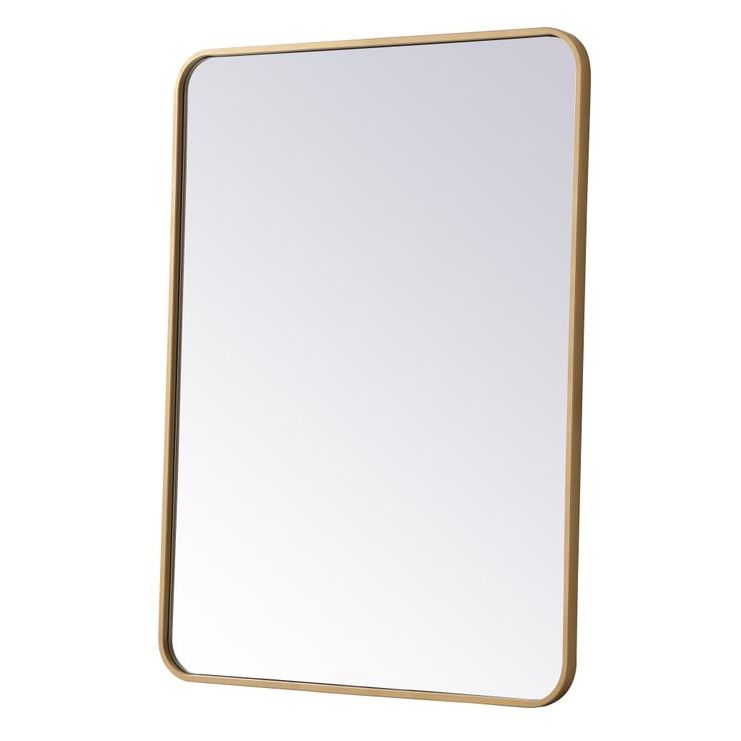 MR802736BR Evermore 27" x 36" Metal Framed Rectangular Mirror in Brass