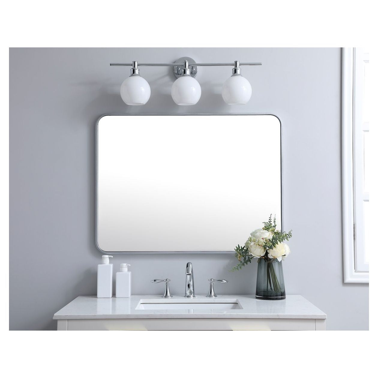 MR802736S Evermore 27" x 36" Metal Framed Rectangular Mirror in Silver