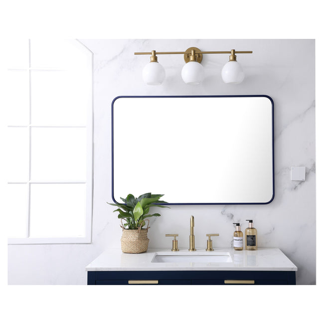 MR802740BL Evermore 27" x 40" Metal Framed Rectangular Mirror in Blue