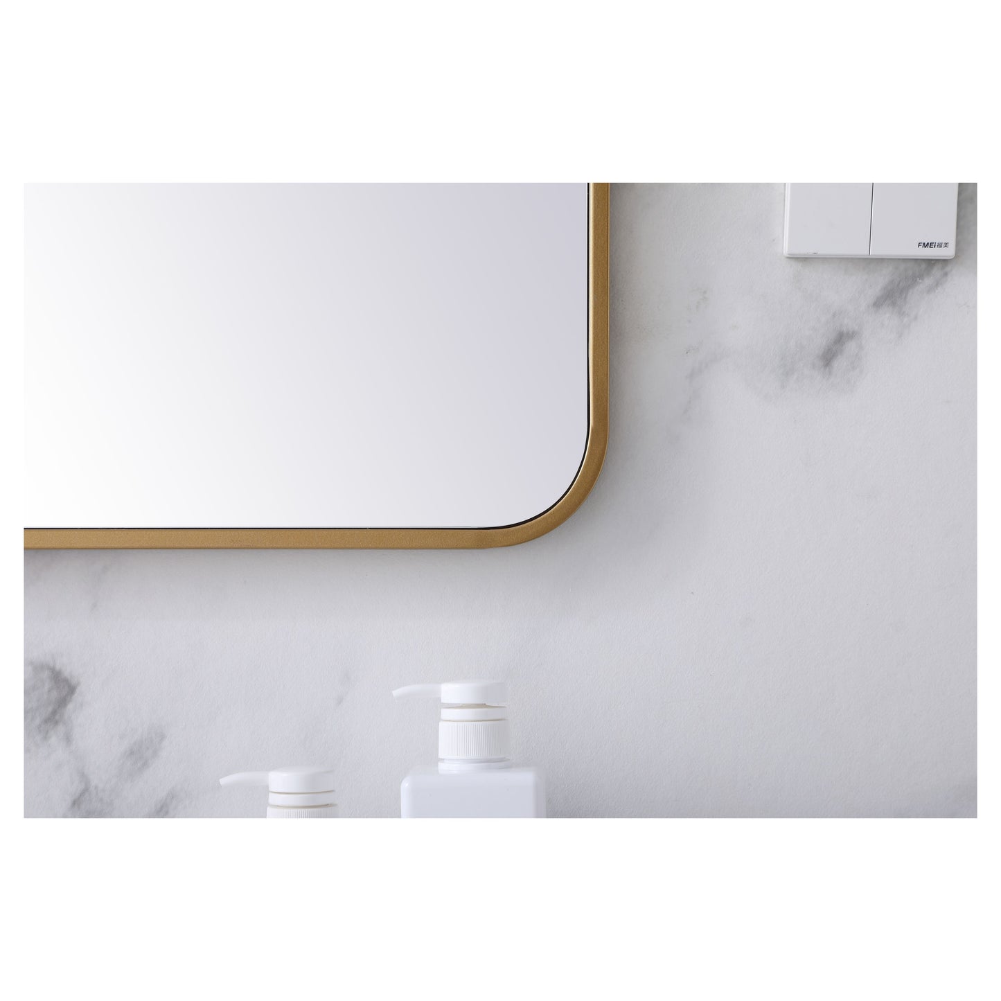 MR802740BR Evermore 27" x 40" Metal Framed Rectangular Mirror in Brass