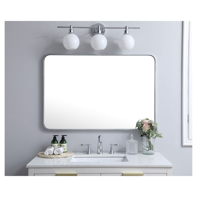 MR802740S Evermore 27" x 40" Metal Framed Rectangular Mirror in Silver