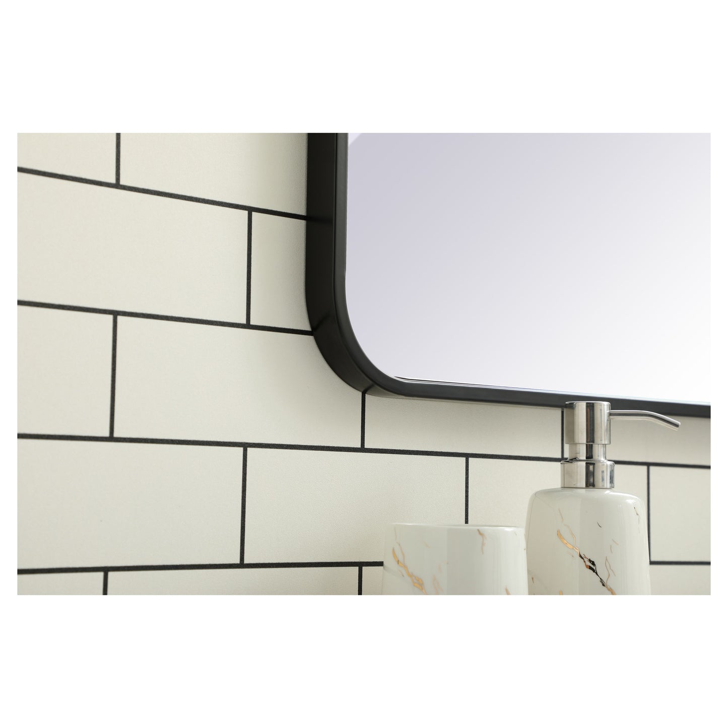 MR802842BK Evermore 28" x 42" Metal Framed Rectangular Mirror in Black