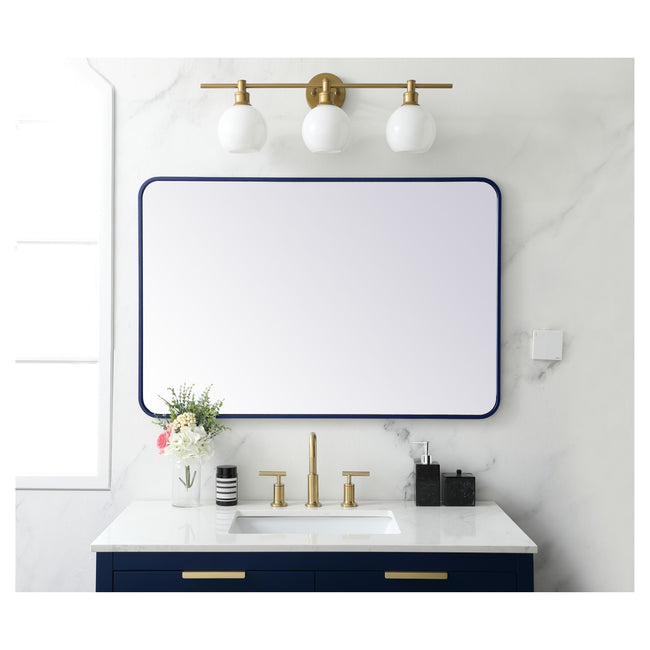MR802842BL Evermore 28" x 42" Metal Framed Rectangular Mirror in Blue