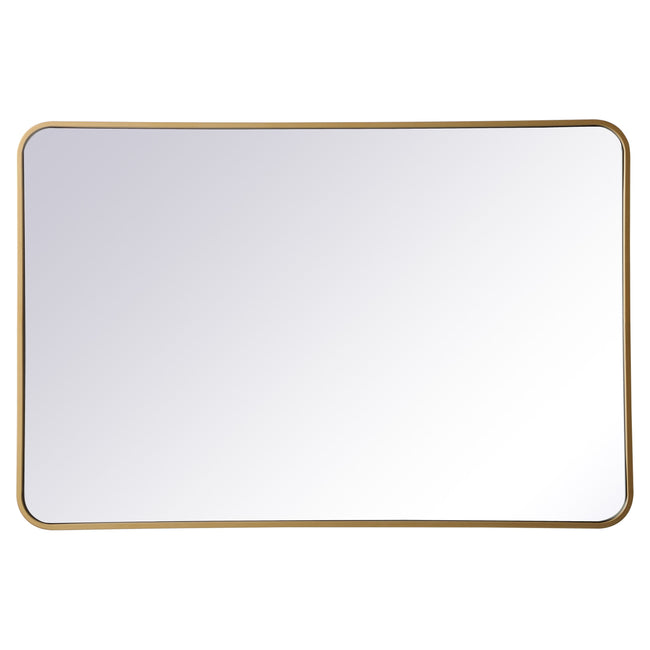 MR802842BR Evermore 28" x 42" Metal Framed Rectangular Mirror in Brass