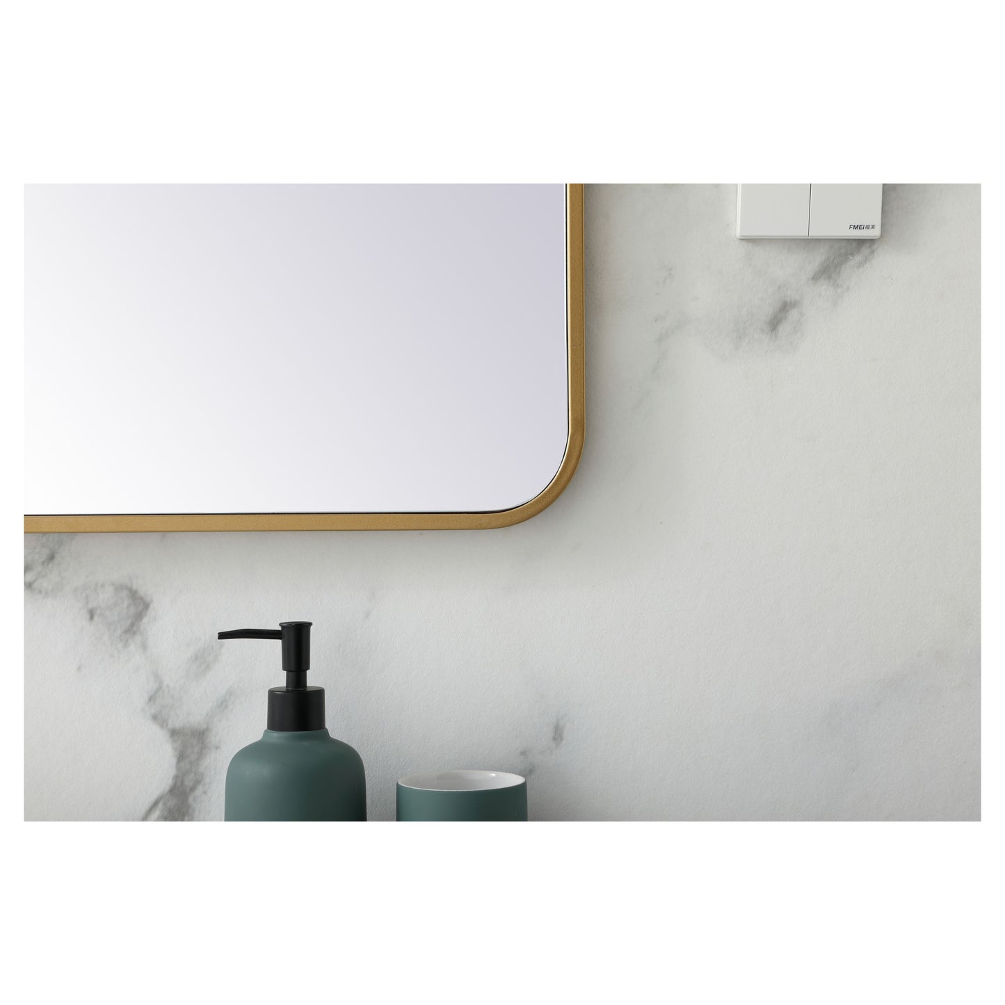 MR802842BR Evermore 28" x 42" Metal Framed Rectangular Mirror in Brass