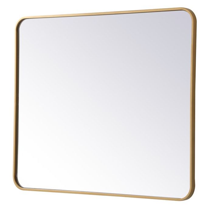 MR803036BR Evermore 30" x 36" Metal Framed Rectangular Mirror in Brass