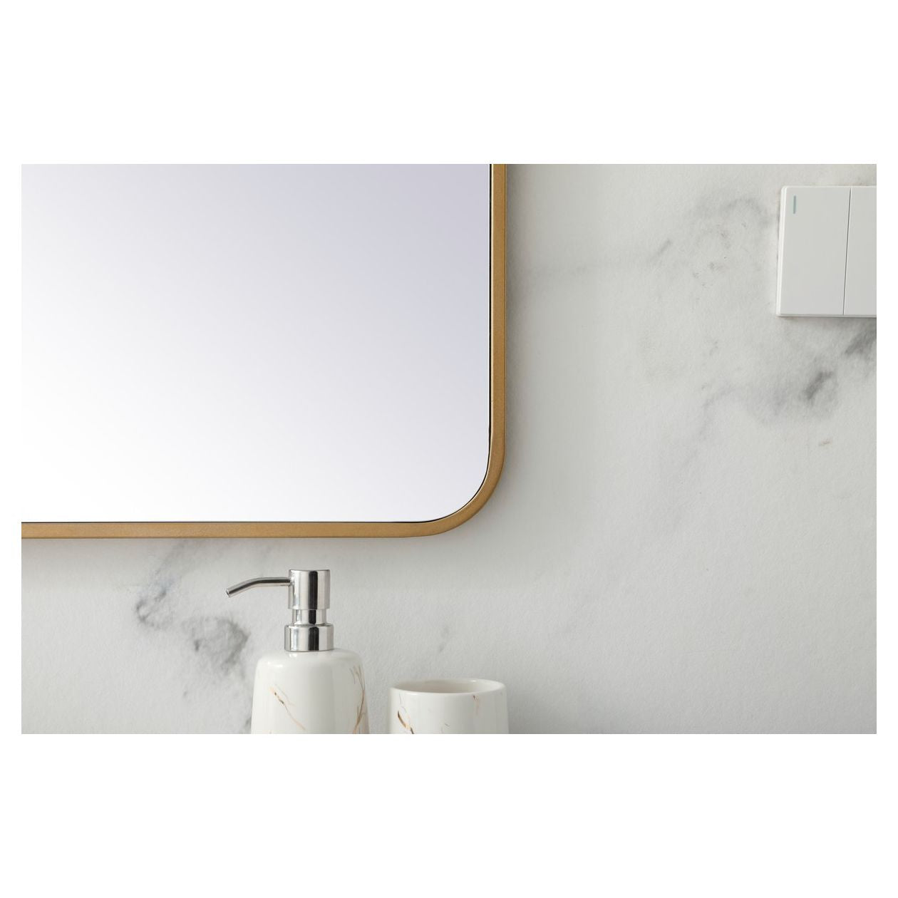 MR803036BR Evermore 30" x 36" Metal Framed Rectangular Mirror in Brass