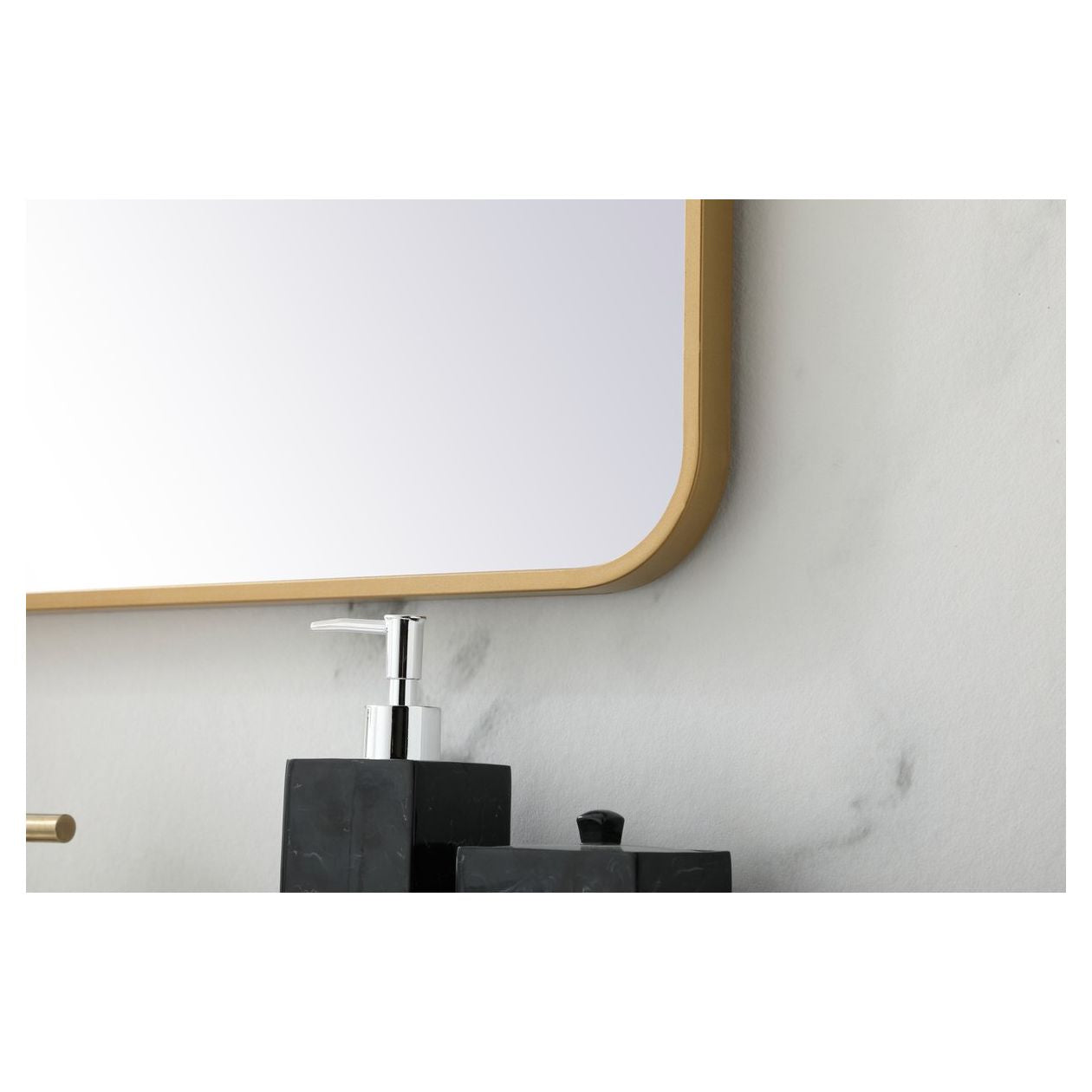 MR803036BR Evermore 30" x 36" Metal Framed Rectangular Mirror in Brass