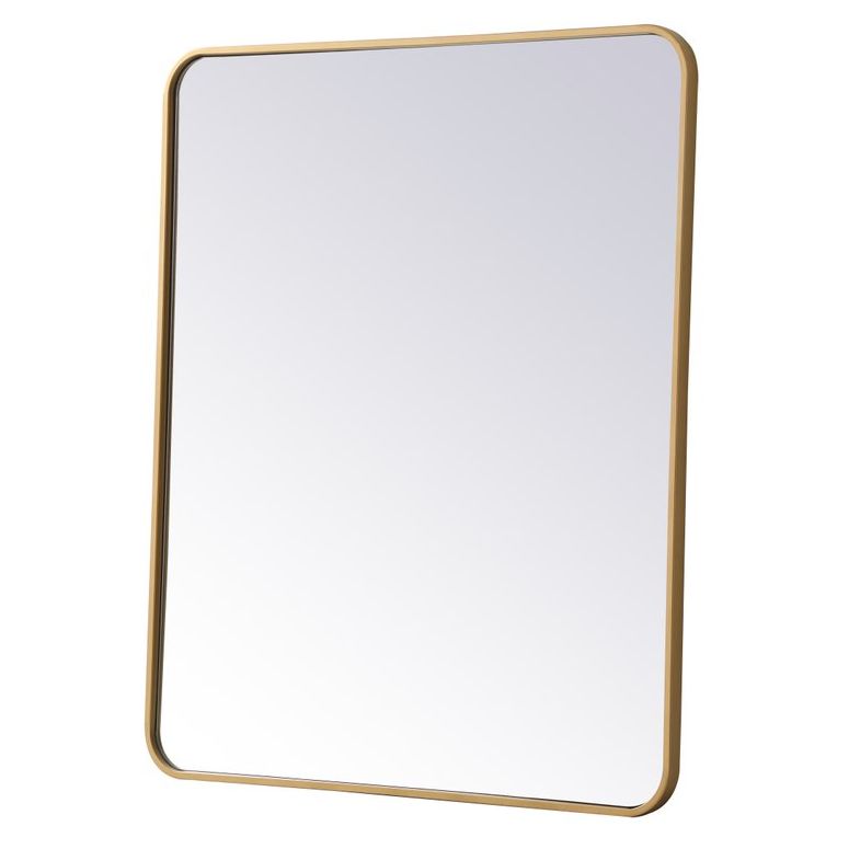 MR803036BR Evermore 30" x 36" Metal Framed Rectangular Mirror in Brass