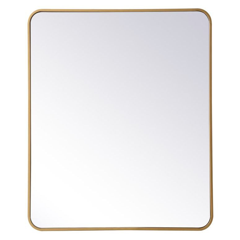 MR803036BR Evermore 30" x 36" Metal Framed Rectangular Mirror in Brass