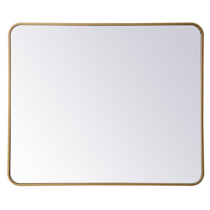 MR803036BR Evermore 30" x 36" Metal Framed Rectangular Mirror in Brass