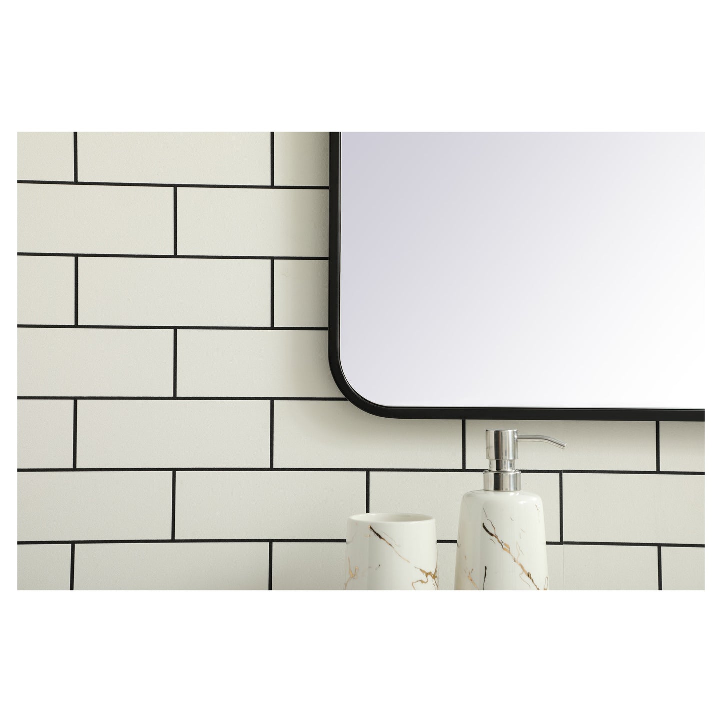 MR803040BK Evermore 30" x 40" Metal Framed Rectangular Mirror in Black